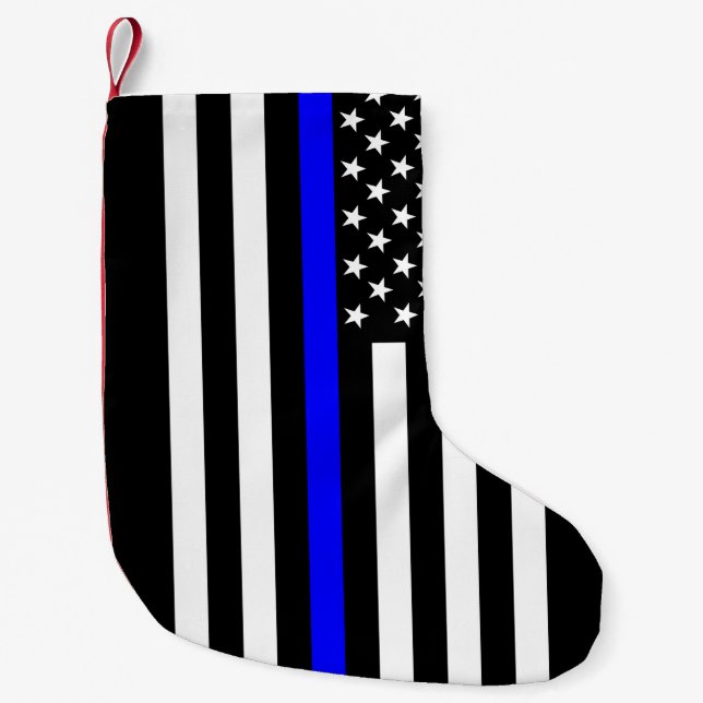 Petite Chaussette De Noël Les Etats-Unis amincissent Blue Line (Devant)