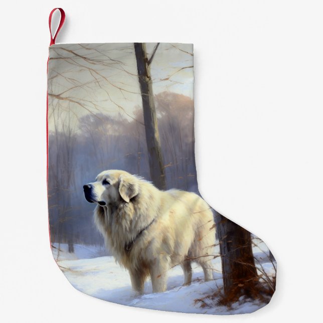 Petite Chaussette De Noël Les Grands Pyrénées Laissent Neige Noël (Devant)