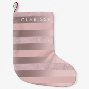 Petite Chaussette De Noël Les parties scintillantes roses élégantes d'or e
