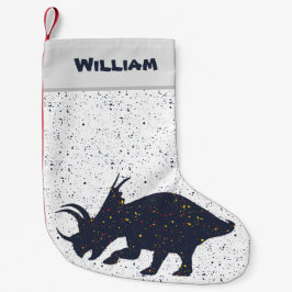 Petite Chaussette De Noël Les Tricératops peignent la peinture de Noël