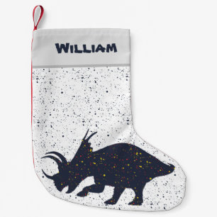 Petite Chaussette De Noël Les Tricératops peignent la peinture de Noël