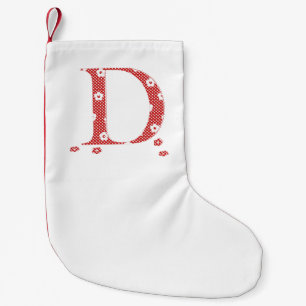 Petite Chaussette De Noël LETTRE Motif Fleur D(rouge)