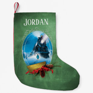 Petite Chaussette De Noël L'Express polaire   Arrivée du train encadré de va