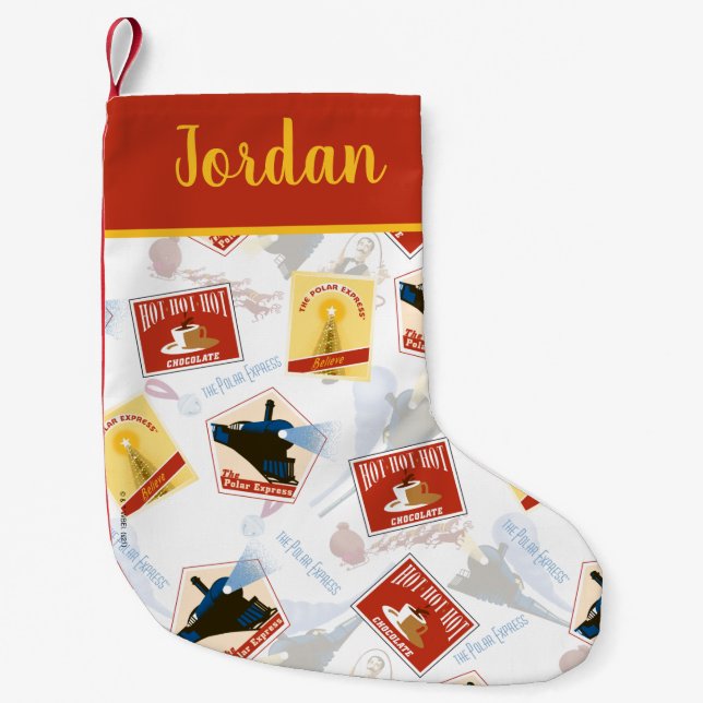 Petite Chaussette De Noël L'Express polaire | Motif d'autocollant rétro (Devant)