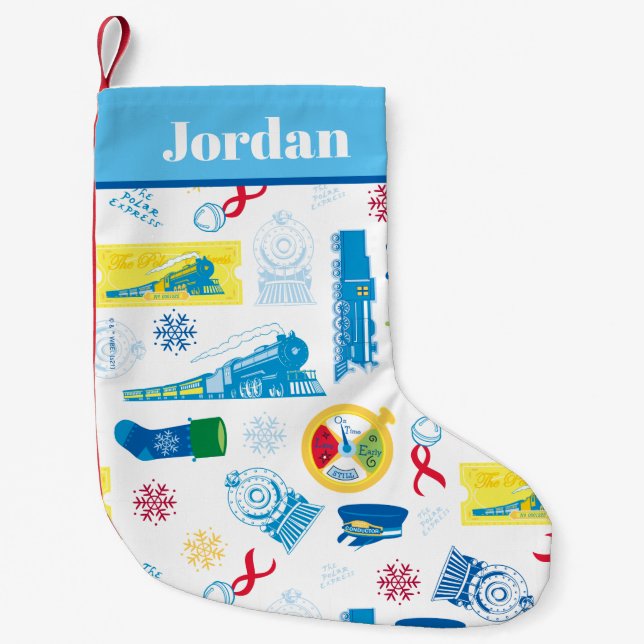 Petite Chaussette De Noël L'Express polaire | Motif d'icône de Noël (Devant)