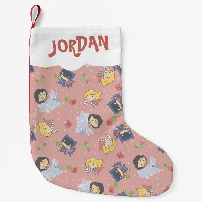 Petite Chaussette De Noël Ligue de Justice Chibi Holiday Motif actuel (Devant)