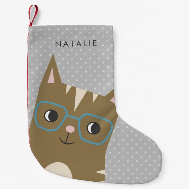 Petite Chaussette De Noël L'illustration mignonne | de chat de hippie (Devant)