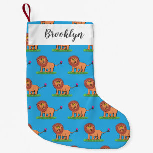 Petite Chaussette De Noël Lion joyeux avec dessin animé de papillon