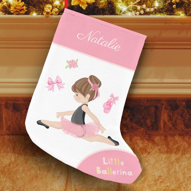 Petite Chaussette De Noël Little Ballerina Pink Ballet Girls Nom (Créateur téléchargé)