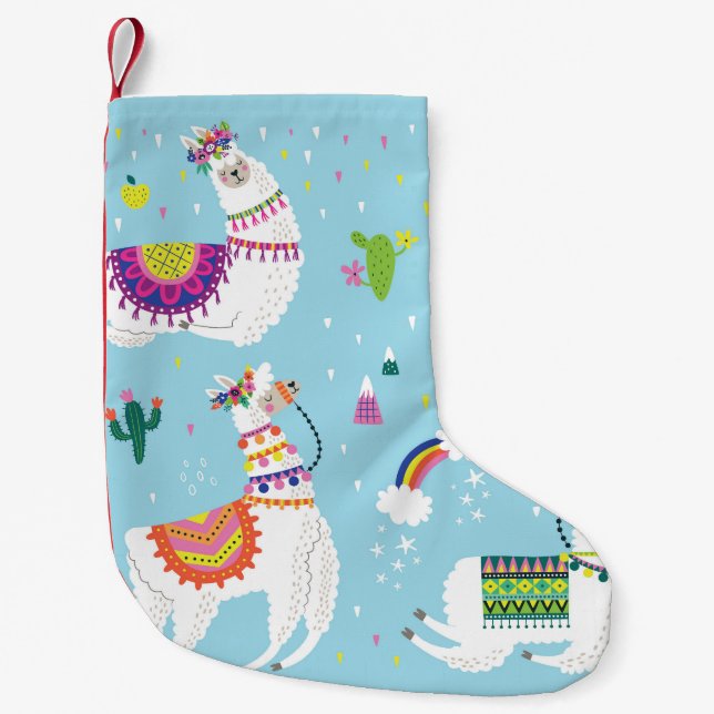Petite Chaussette De Noël Llama & Cactus : Joli ensemble Vintage (Devant)