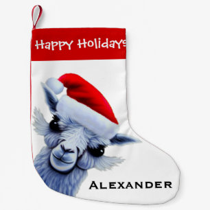 Petite Chaussette De Noël Llama de Noël à Santa Hat Petit Stock de Noël