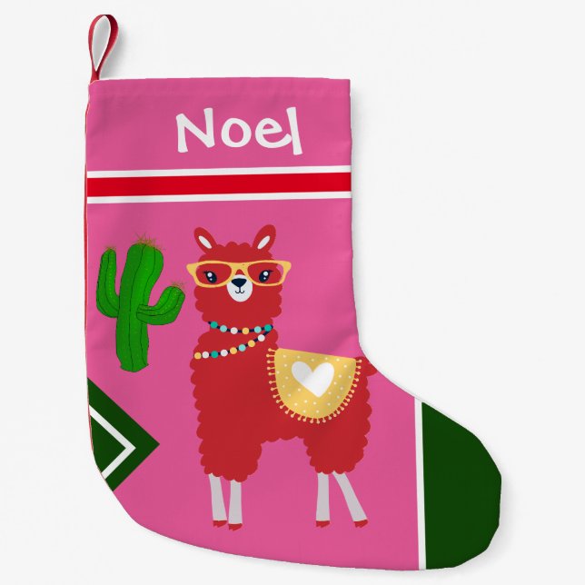 Petite Chaussette De Noël Llama et Cactus Art   - Personnaliser (Devant)