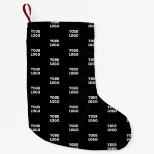 Petite Chaussette De Noël Logo simple à répéter Noir