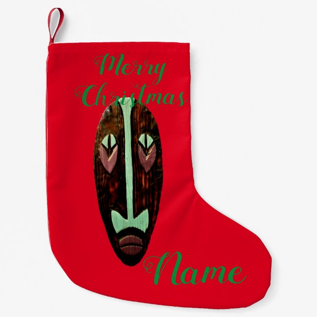 Petite Chaussette De Noël Long Tonnerre de Masque Tiki (Devant)