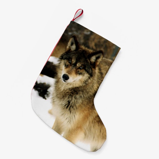 Petite Chaussette De Noël Loups dans la neige (Devant (Accrochage))