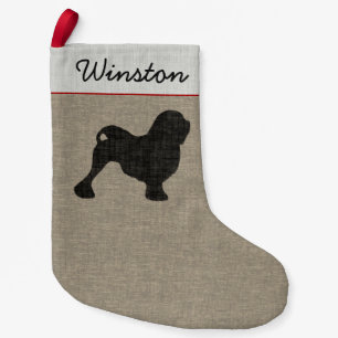 Petite Chaussette De Noël Lowchen Chien Silhouette Fêtes Personnalisées