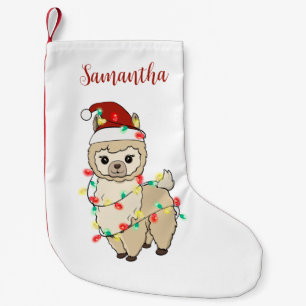 Petite Chaussette De Noël Lumières de Noël Llama personnalisées tendance