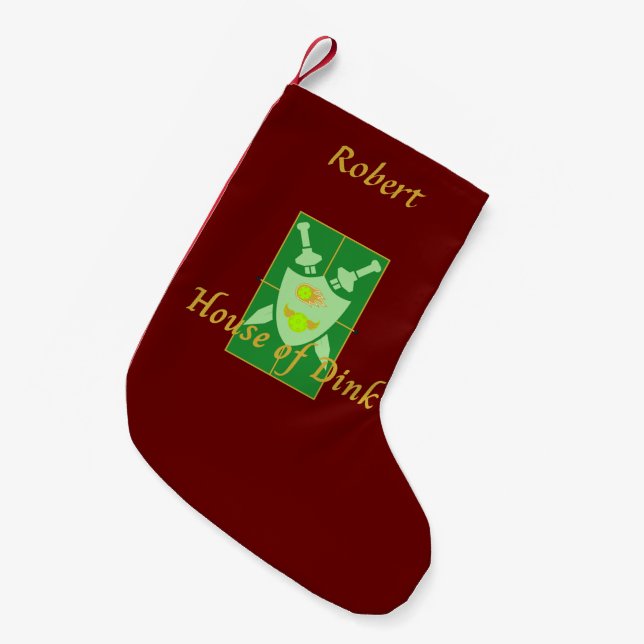 Petite Chaussette De Noël Maison de Dink Pickleball Crest Personnalisé (Devant (Accrochage))