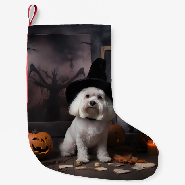 Petite Chaussette De Noël Maltais Citrouille Halloween effroi (Devant)