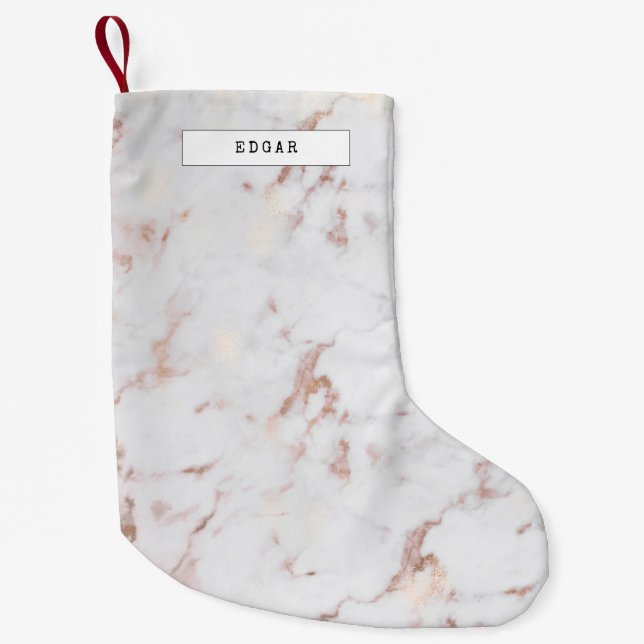 Petite Chaussette De Noël Marbre blanc et rose élégant (Devant)