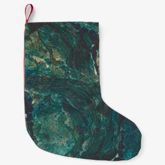 Petite Chaussette De Noël Marbre vert foncé : texture luxueuse.