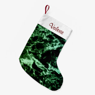 Petite Chaussette De Noël Marbre vert sur noir