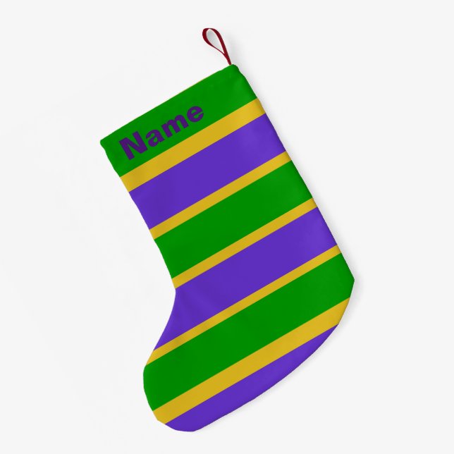 Petite Chaussette De Noël Mardi Gras Stripes (Dos (Accrochage))