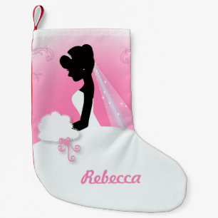 Petite Chaussette De Noël Mariée Mme Right Pink mariée silhouette