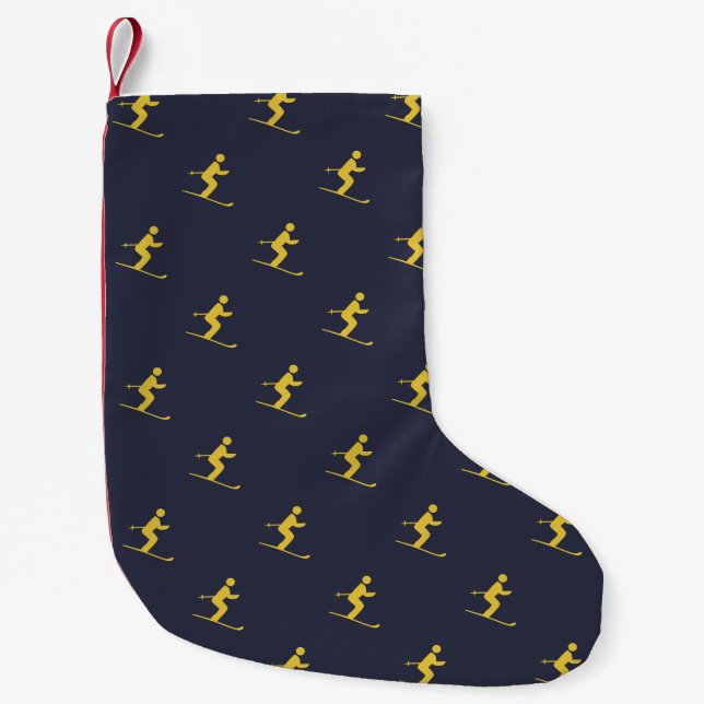 Petite Chaussette De Noël Marine Skier (Devant)