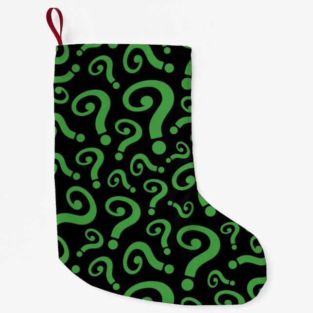 Petite Chaussette De Noël Marque d'interrogation verte (Devant)