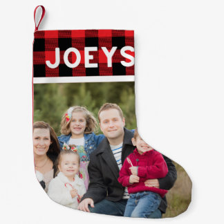 Petite Chaussette De Noël Matching photo de famille mignon rouge plaid noël