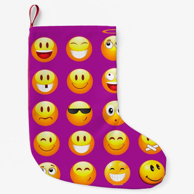 Petite Chaussette De Noël mauve emojis xmas stockage de noël (Devant)