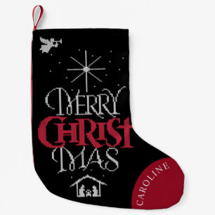 Petite Chaussette De Noël Mémé Tricote Noël Joyeux CHRISTmas Calligraphie