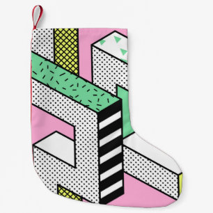 Petite Chaussette De Noël Memphis Abstrait : formes géométriques des années 