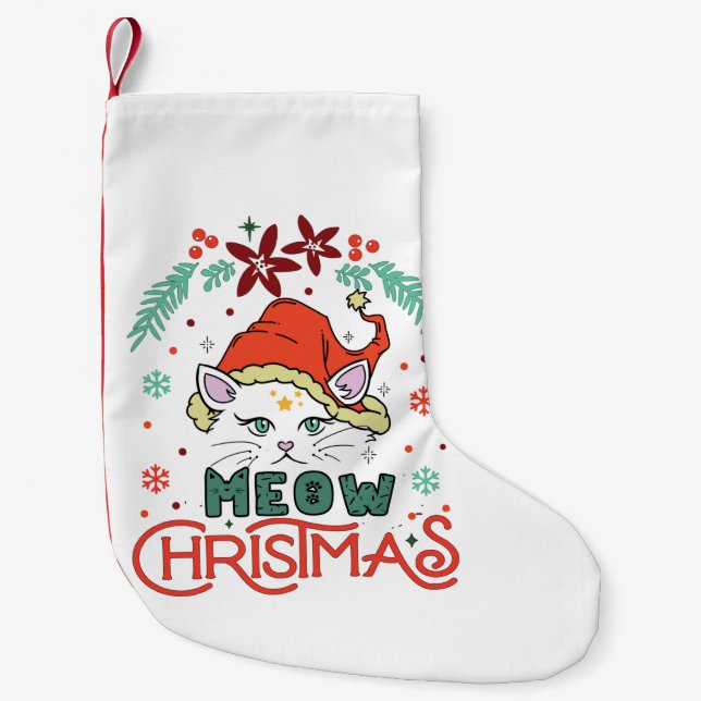Petite Chaussette De Noël Meow Christmas, Merry Christmas (Devant)