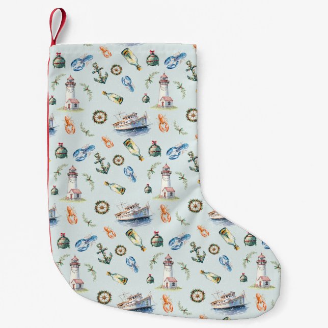 Petite Chaussette De Noël Merry Coastal Christmas Stocking (Devant)