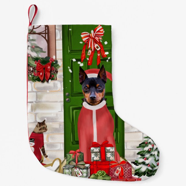 Petite Chaussette De Noël Miniature Pinscher Chien Noël (Devant)