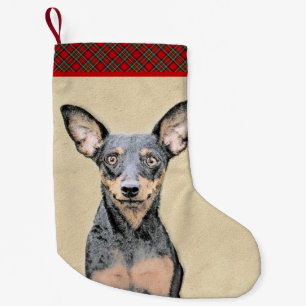 Petite Chaussette De Noël Miniature Pinscher Peinture Cute Original Dog Art