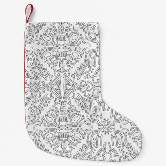 Petite Chaussette De Noël Minimalist Grey Floral Pattern