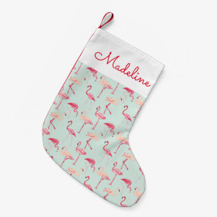 Petite Chaussette De Noël Modèle Flamingo rétro  Ajouter votre nom