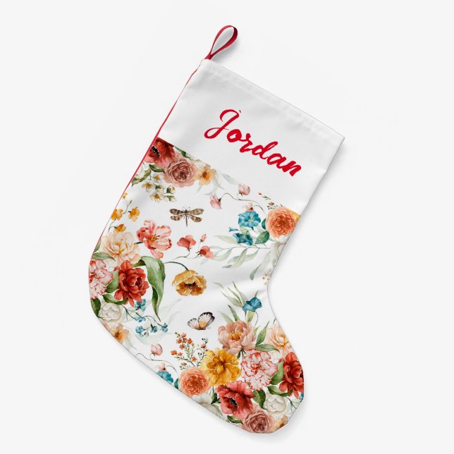Petite Chaussette De Noël Modèle floral du jardin (Devant (Accrochage))