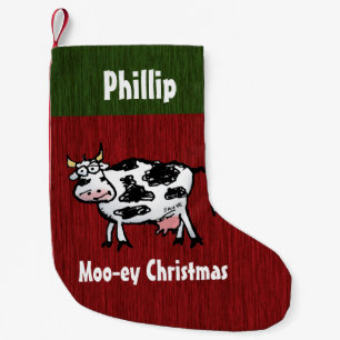 Petite Chaussette De Noël Moey personnalisé Noël Funny Cow