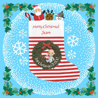 Petite Chaussette De Noël Moments chéris Baby Boy 1er Noël