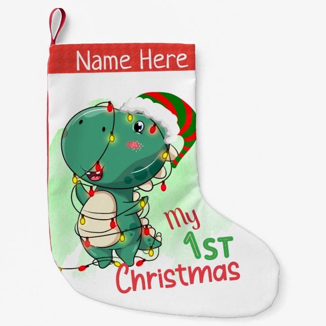 Petite Chaussette De Noël Mon premier dinosaure de Noël (Devant)