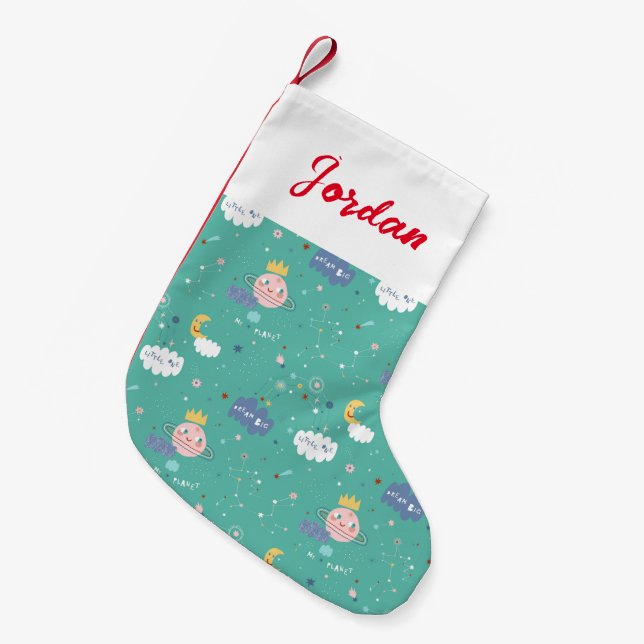 Petite Chaussette De Noël Mon rêve planétaire Gros petit Motif (Devant (Accrochage))