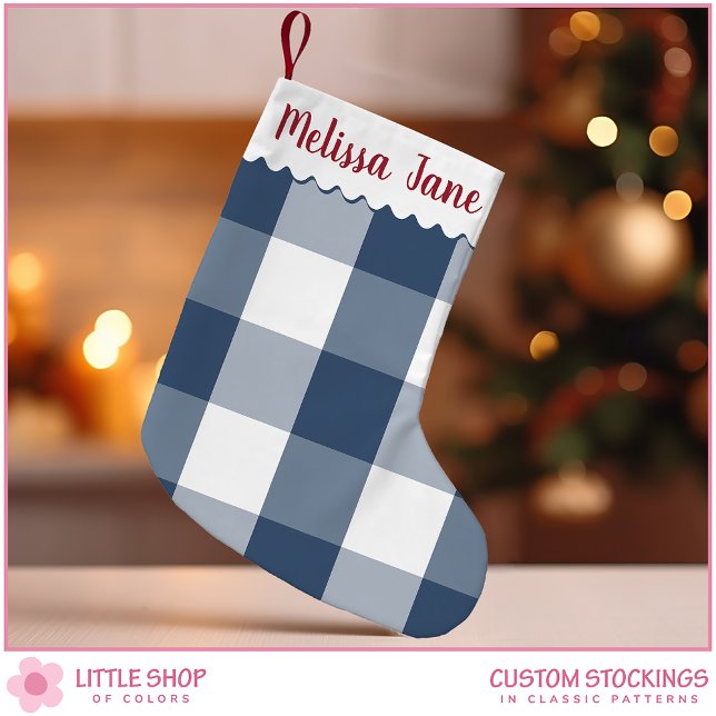 Petite Chaussette De Noël Monogramme à carreaux Blue Buffalo (Créateur téléchargé)