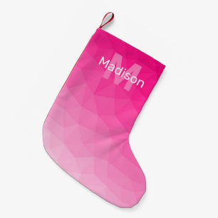 Petite Chaussette De Noël Monogramme à motif de maille géométrique ombré ros