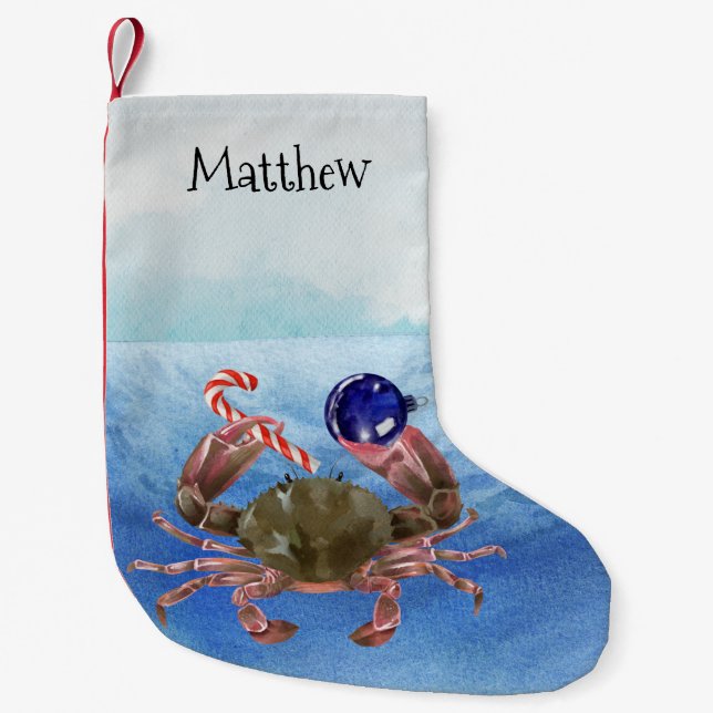 Petite Chaussette De Noël Monogramme de crabe de Noël (Devant)