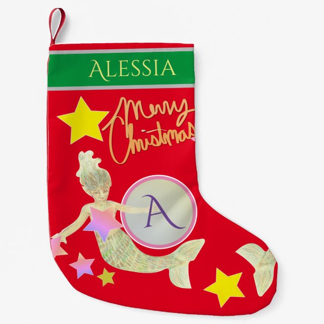 Petite Chaussette De Noël Monogramme de la petite sirène (Devant)