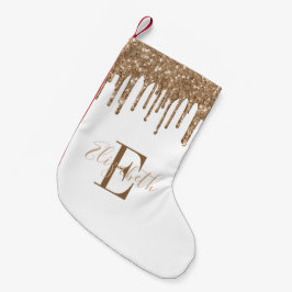Petite Chaussette De Noël Monogramme Gold Parties scintillant Drivers Blanc
